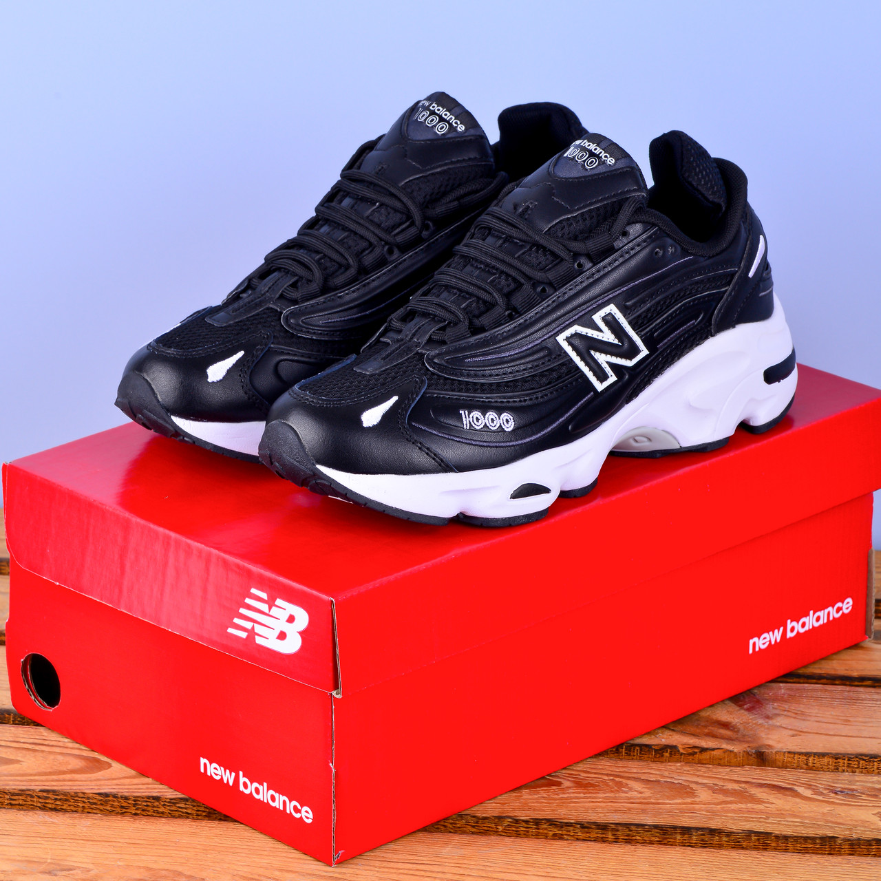 Кросівки New Balance 1000 чорні з білою підошвою, фото 1