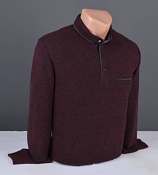 Чоловічий светр великого розміру | чоловічий джемпер з коміром бордовий Туреччина 9340 Б