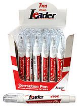 Коректор-ручка 7 мл Leader металевий наконечник HY-643