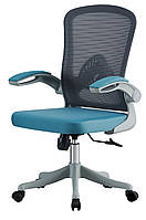 Комп'ютерний сітчастий стілець Джет темно-сірий/аква, регульований за висотою для дому та офісу Мікс Мебель