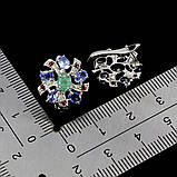 Сережки. Натуральний смарагд, гранат родоліт і танзаніт. Срібло 925., фото 2