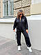 Стильний жіночий осінній базовий прогулянковий костюм комплект штани кофта батник на блискавці двонитка люкс батал, фото 2