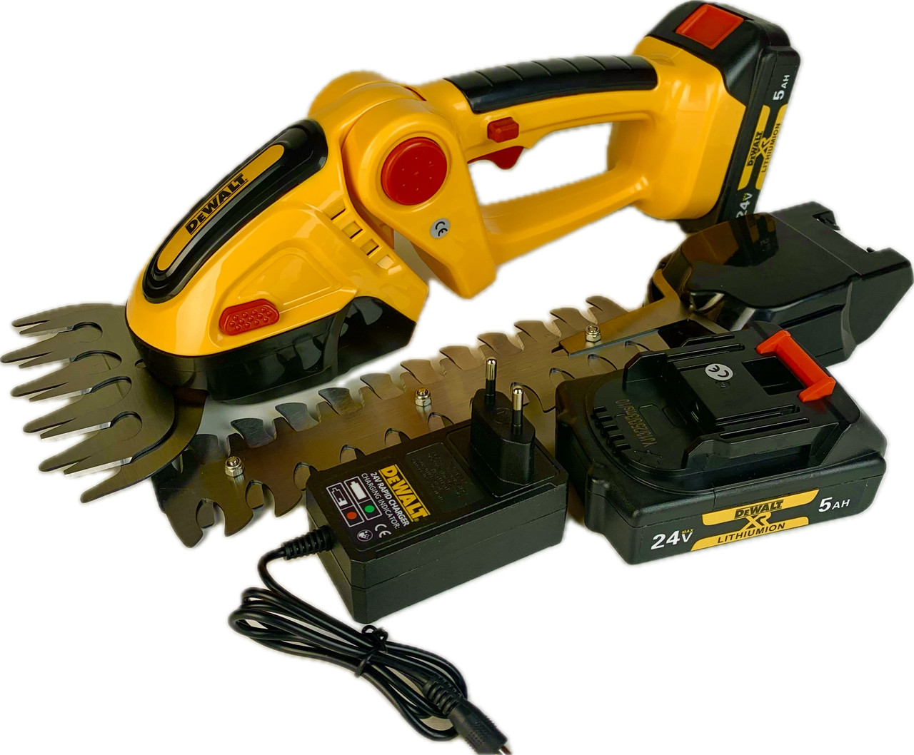 Акумуляторні ножиці-кущоріз Dewalt 24 V, 5AH для стриження кущів, фото 1
