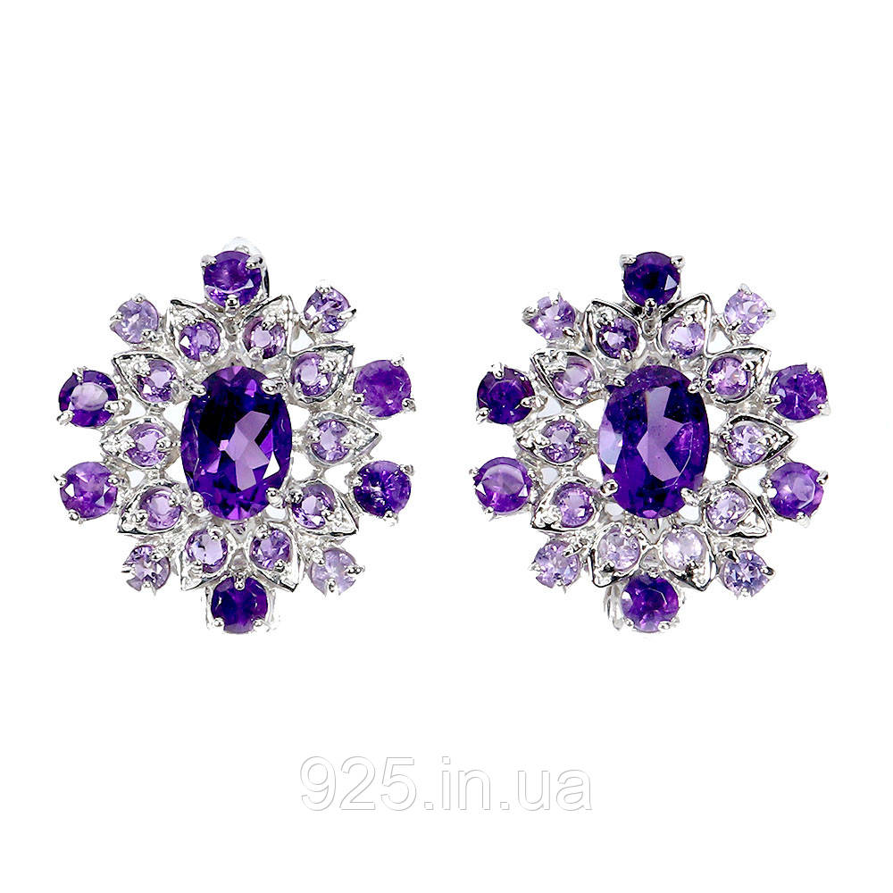 Сережки. Натуральний аметист. Срібло 925., фото 1