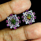 Сережки. Натуральний опал, аметист, гранат родоліт і танзаніт. Срібло 925., фото 2