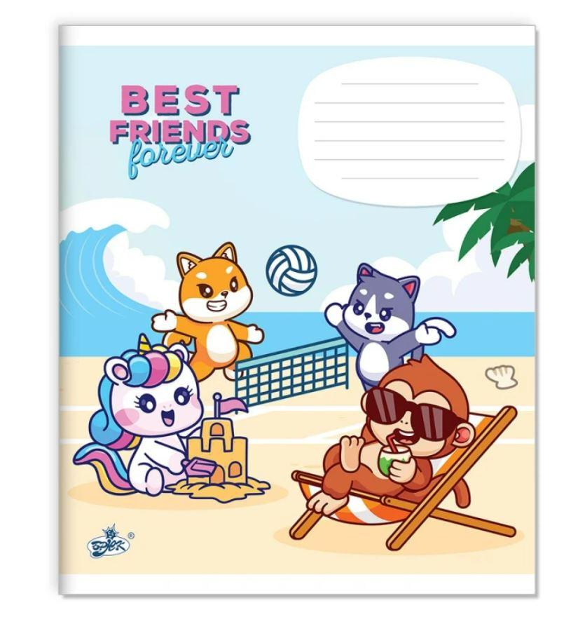 Зошит учнівський "Бріск" 12 арк. клітинка ТВ-107 №2537 "Дружна компашка" ВД-лак, фото 1