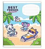 Зошит учнівський "Бріск" 12 арк. клітинка ТВ-107 №2537 "Дружна компашка" ВД-лак, фото 4