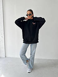 Жіночий базовий осінній теплий худий оверсайз батник тринити на флісі світшот толстовка кофта New York