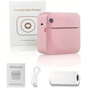 Кишеньковий акумуляторний міні-принтер C2-PIN рожевий