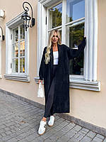 Обʼємний подовжений жіночий кардиган чорний