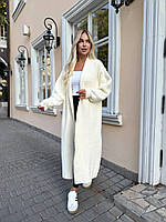 Обʼємний подовжений жіночий кардиган молочний