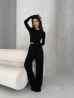 Жіночий трендовий костюм-двійка лонгслів + штани Палацо віскоза 42-46.мод. 1581