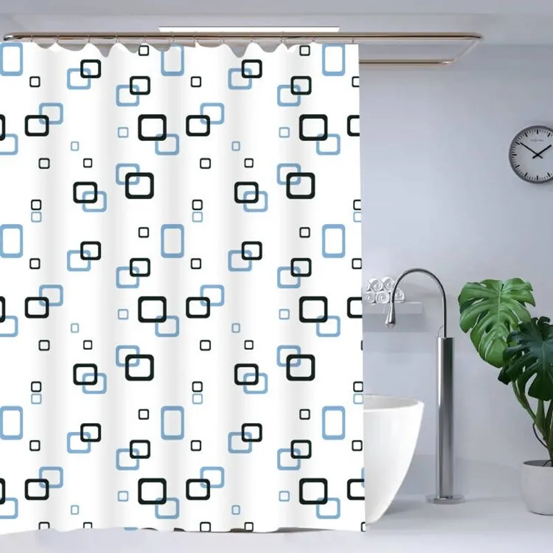 Штора для ванної з поліетилену Zerix SCP-002-180x180 (Візерунок синьо-блакитний на білому) (ZX5001), фото 1
