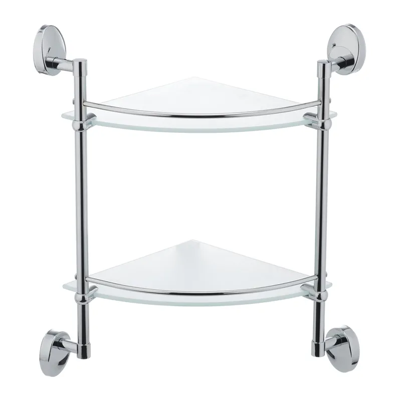 Скляна полиця у ванну кутова 2-ярусна Zerix LR3307-2 (LL1436), фото 1