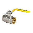 Кран кульовий KOER KR.214.G — 3/4" FF ГГВ YELLOW, ручка "важіль" жовта (KR0113), фото 2