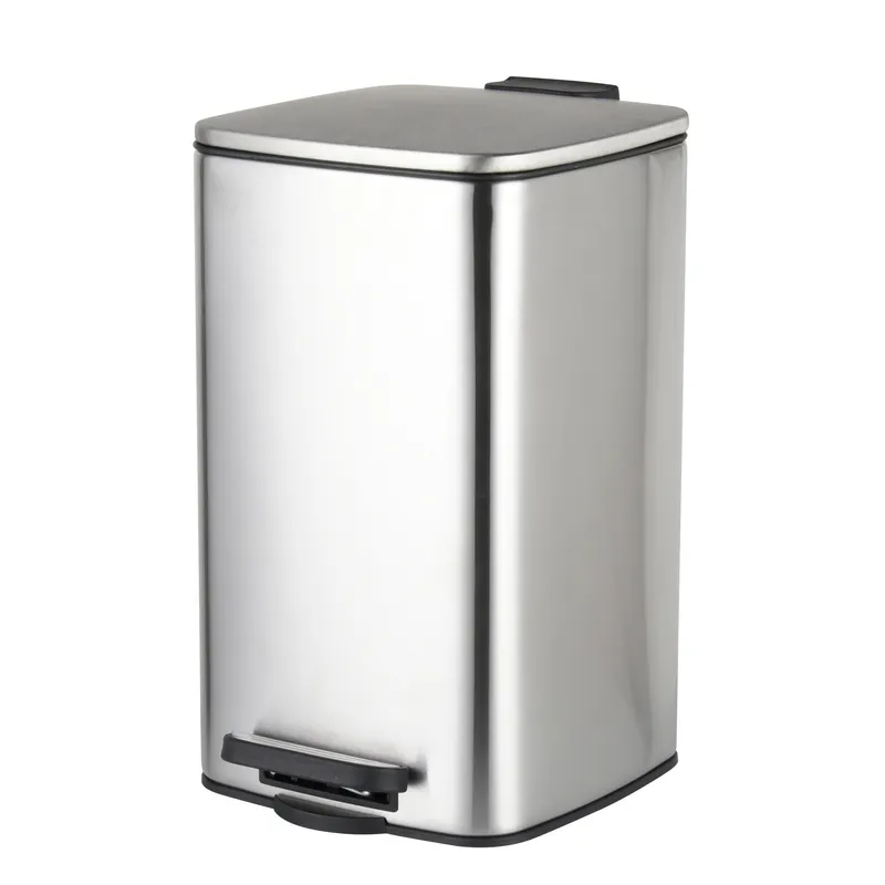 Відро для сміття з плавним закриванням квадратне Zerix Kubix-TC0108 SS Color 8 л колір неіржавка (ZX589, фото 1