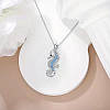 Підвіс жіночий сріблястий Морський коник з голубими та білими кристалами 2.5 см 45+4 см AurumLux067, фото 4