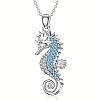 Підвіс жіночий сріблястий Морський коник з голубими та білими кристалами 2.5 см 45+4 см AurumLux067, фото 6