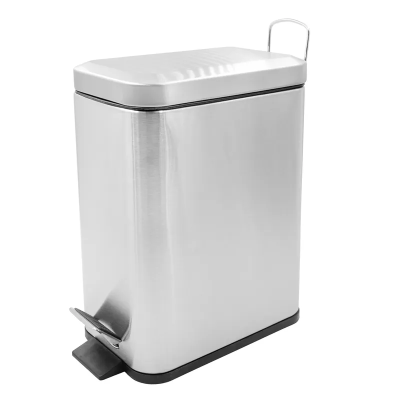 Відро для сміття з плавним закриванням прямокутне Zerix Sansa-TC0105 SS Color 5 л колір неіржавка сталь (ZX, фото 1