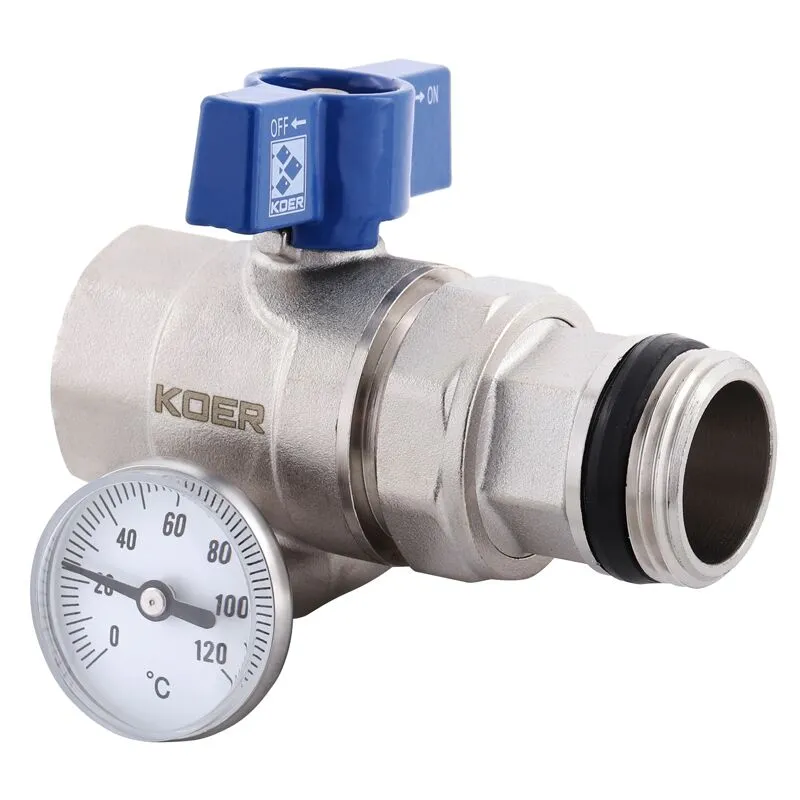 Кран з американкою "антипротечка" з термометром прямий Koer KR.1032-Gi — 1" (KR2893), фото 1