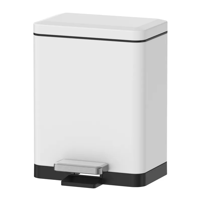 Відро для сміття з плавним закриванням прямокутне Koer TC-010306-08 6 л колір білий (KR5601), фото 1