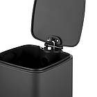 Відро для сміття з плавним закриванням квадратне Zerix Kubix-TC0106 Black 6 л колір чорний (ZX5890), фото 5