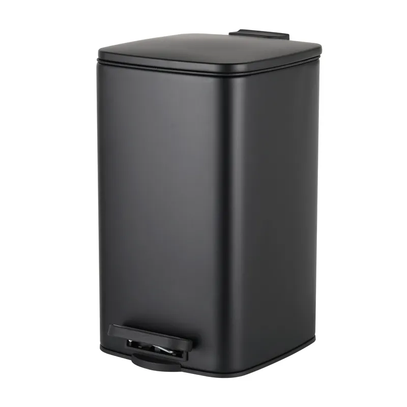 Відро для сміття з плавним закриванням квадратне Zerix Kubix-TC0108 Black 8 л колір чорний (ZX5892), фото 1