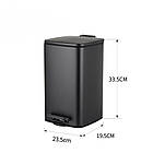 Відро для сміття з плавним закриванням квадратне Zerix Kubix-TC0108 Black 8 л колір чорний (ZX5892), фото 6