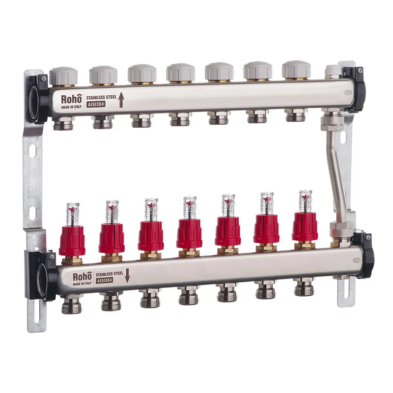 Колектор із витратомірами та термостатичними клапанами з байпасом Roho R814-07 — 1"х 7 вих. (RO005, фото 1
