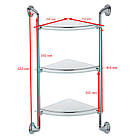 Скляна полиця у ванну кута 3-ярусна Zerix LR1507-3 (LL1409), фото 2