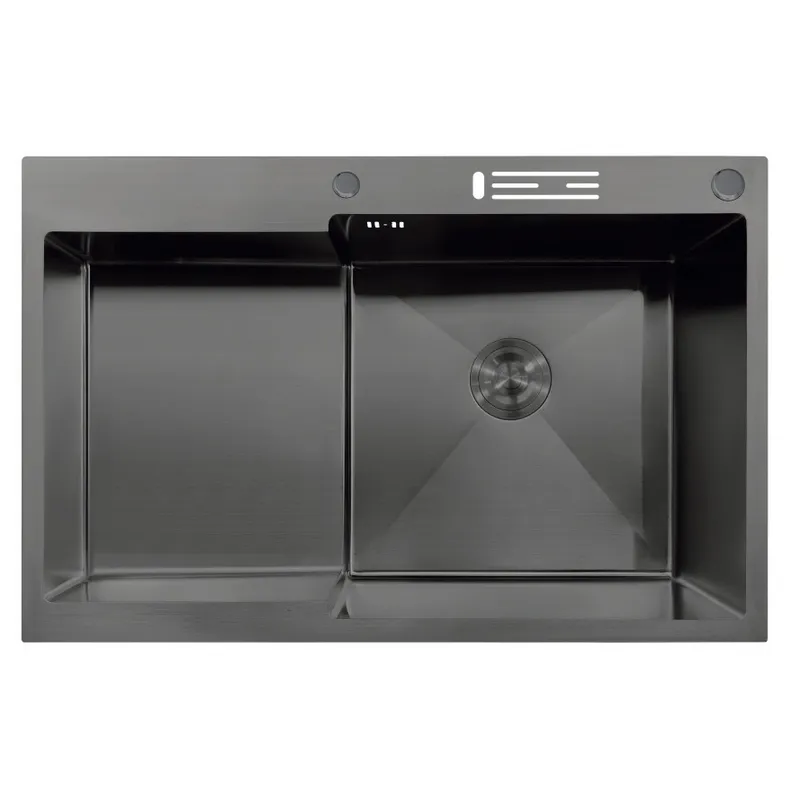 Мийка MIXXUS MH7849R-HK NANO-BLACK (3.0/0.9) з неіржавкої сталі "глибоке крило", з підставкою по, фото 1