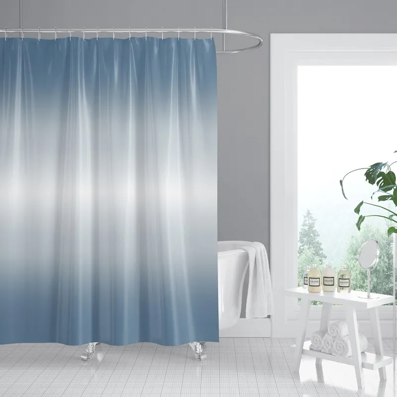 Штора для ванної з поліестеру Zerix SCT-006-180x180 (Візерунок синьо-білий) (ZX4990), фото 1