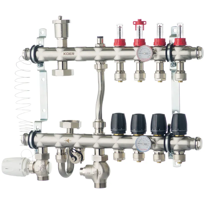 Колектор із вбудованим змішувачем. вузлом Koer KR.S1012-4 1"х4 SUS304 та євроконусами 3/4-16 (KR2937), фото 1