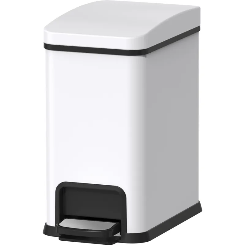 Відро для сміття з плавним закриванням прямокутне Koer TC-010108-08 8 л колір білий (KR5592), фото 1
