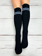 Жіночі гольфи по коліно демісезонні 36-41 з бавовни, чорні носочки довгі