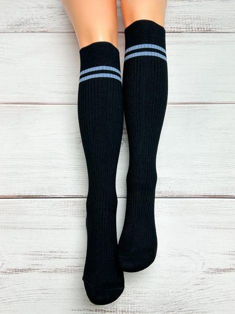 Жіночі гольфи по коліно демісезонні 36-41 з бавовни, чорні носочки довгі, фото 1