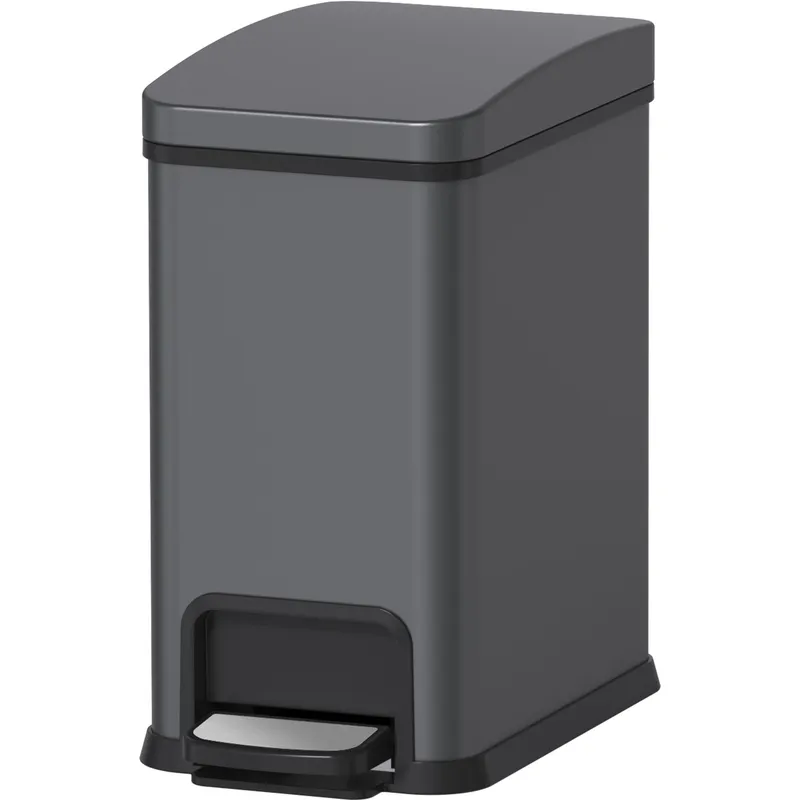 Відро для сміття з плавним закриванням прямокутне Koer TC-010108-07 8 л колір графіт (KR5591), фото 1