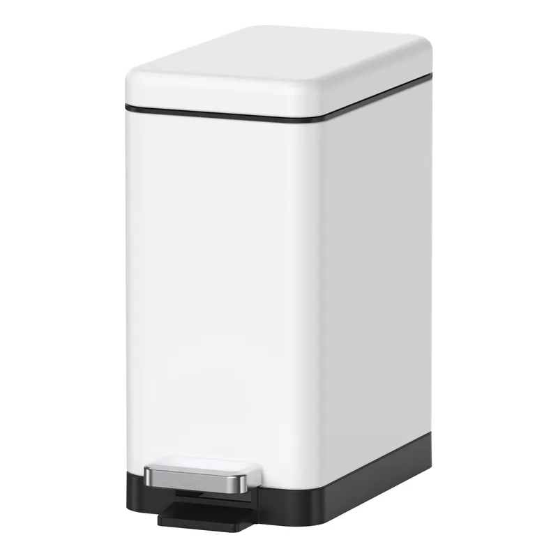 Відро для сміття з плавним закриванням прямокутне Koer TC-010206-08 6 л колір білий (KR5595), фото 1