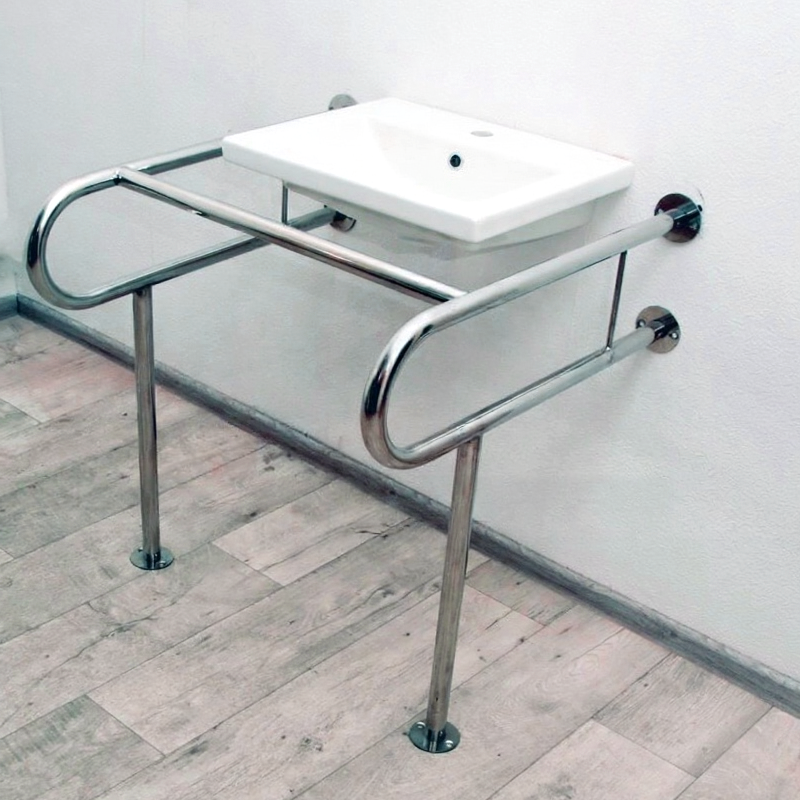 Поручень інвалідний для мийки посилений «стіна-підлога» 32 мм – 700×650×800 мм (789-56), фото 1