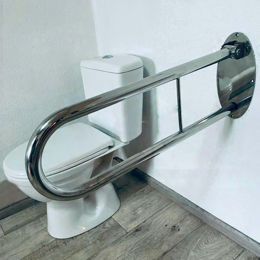 Відкидний поручень для унітазу 700 мм Ø32 з нержавіючої сталі – інвалідний поручень (789-48), фото 1