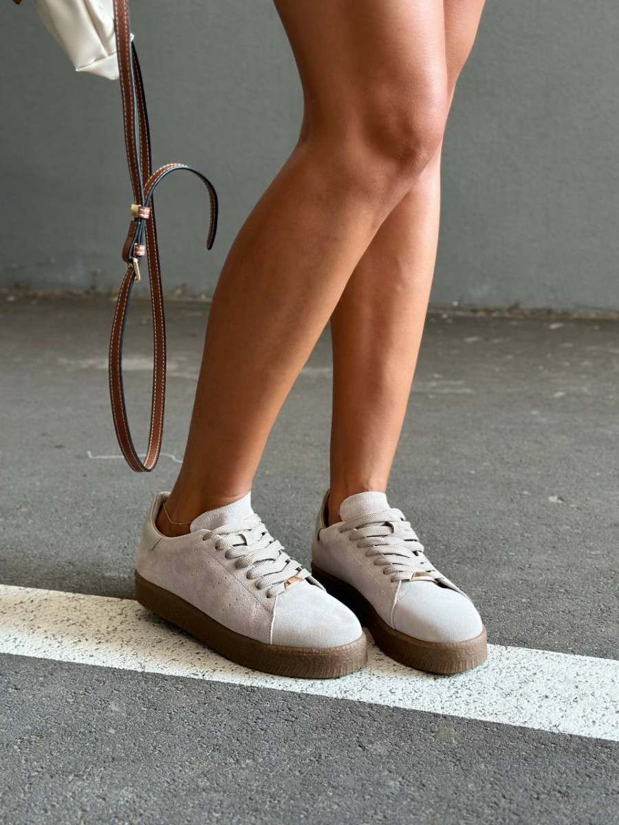 Кеди жіночі замшеві пісочні, фото 1