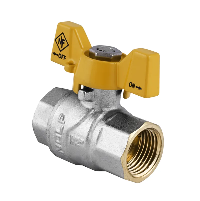 Кран кульовий Nolf NF.712 — 1/2" FF ГГМ YELLOW, ручка "метелик" жовта (NF2945), фото 1