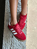 Кеди жіночі замшеві червоні з білими смужками, фото 5