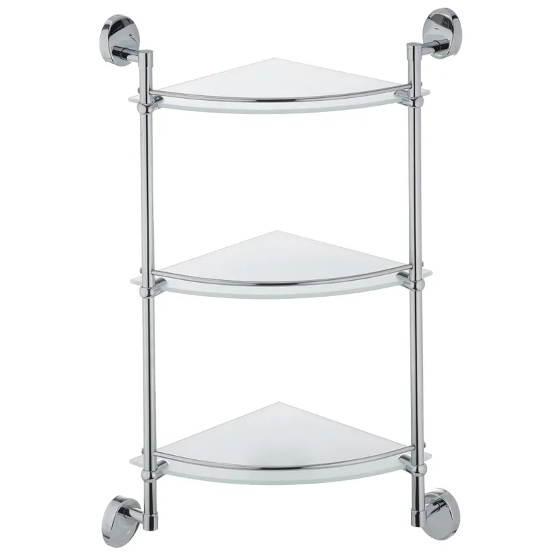 Скляна полиця у ванну кутова 3-ярусна Zerix LR3307-3 (LL1437), фото 1