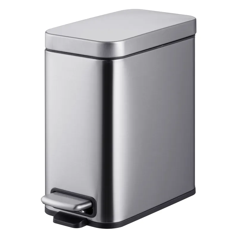 Відро для сміття з плавним закриванням прямокутне Mixxus Premium Quadro-TC0105 SS Color 5 л колір неірж, фото 1