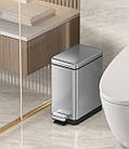 Відро для сміття з плавним закриванням прямокутне Koer TC-010206-02 6 л колір неіржавка сталь (KR5594), фото 3