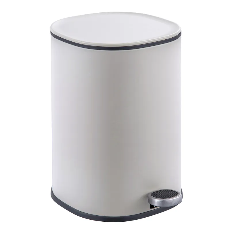 Відро для сміття з плавним закриванням овальне Zerix Prime-TC0105 White 5 л колір білий (ZX5901), фото 1