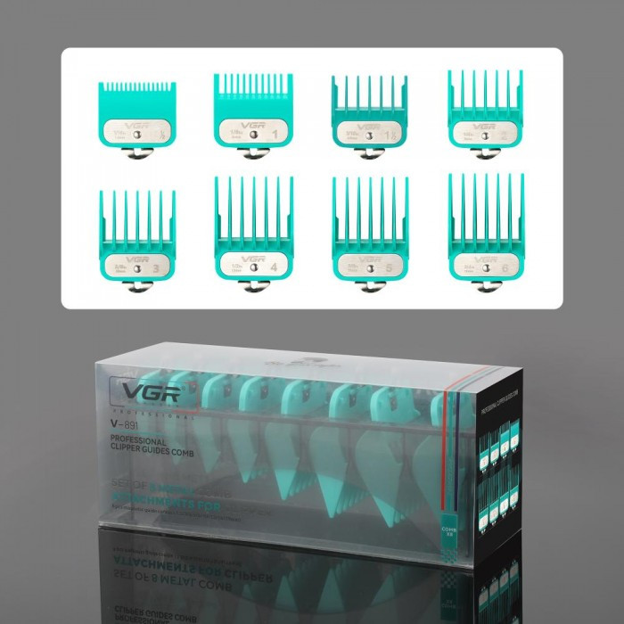 Комплект насадок на машинки для стриження VGR V-891, 8 насадок 1.5 - 19 мм, фото 1