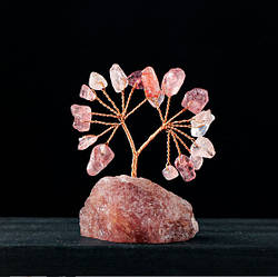 Дерево щастя на камені Полуничний кварц