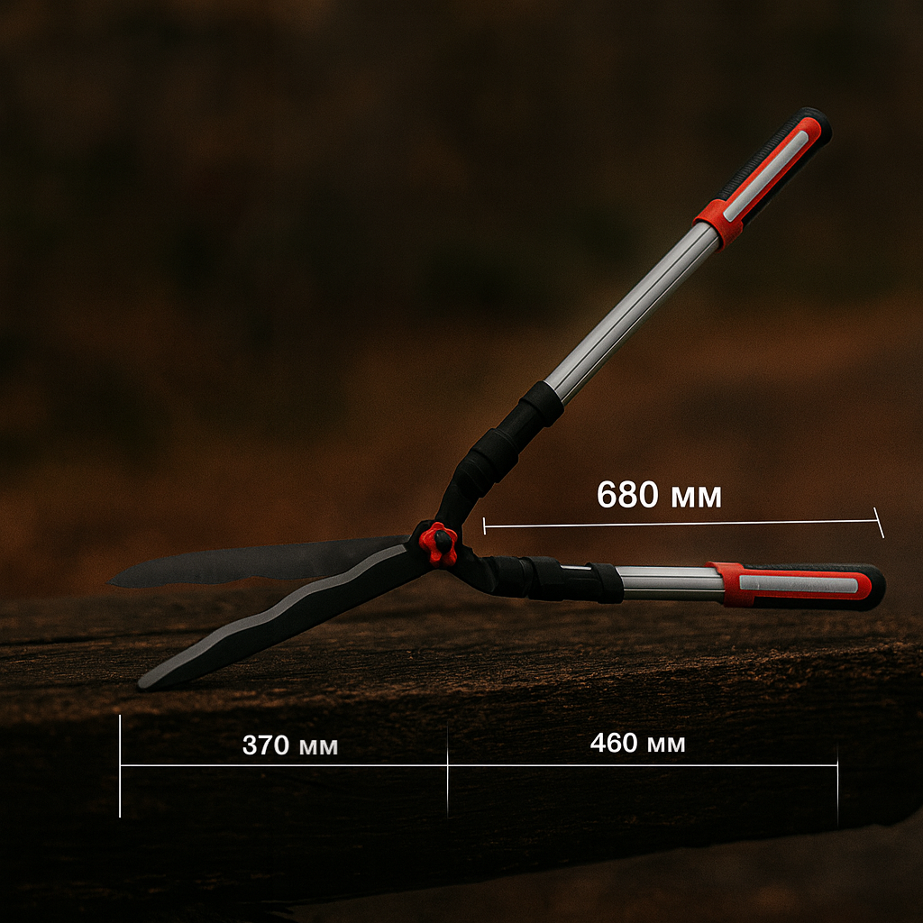 Ножиці садові телескопічні 830-1050 мм з хвилястими лезами та алюмінієвими ручками, фото 1